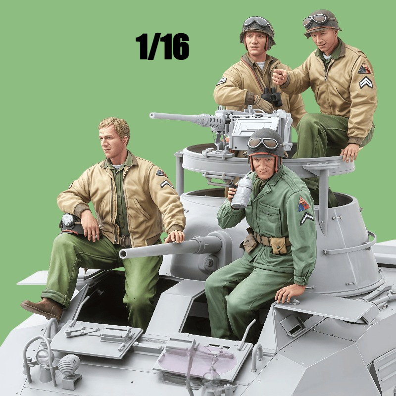 Model Kit Italeri - ชุดประกอบโมเดลเรซิ่นหล่อ 1/16, GK， ทีมลูกเรือรถถัง M8 ของกองทัพสหรัฐฯ,